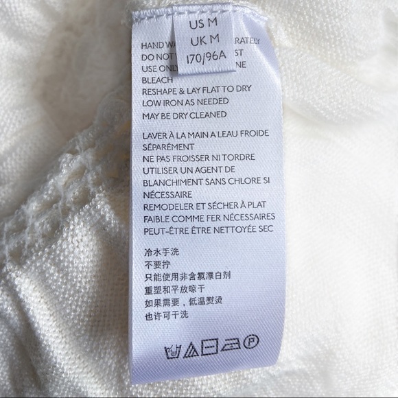 FREE PEOPLE Smocked Peplum Knit Top In Evening Cream Spirit Size M White Boho. - Picture 9 of 9